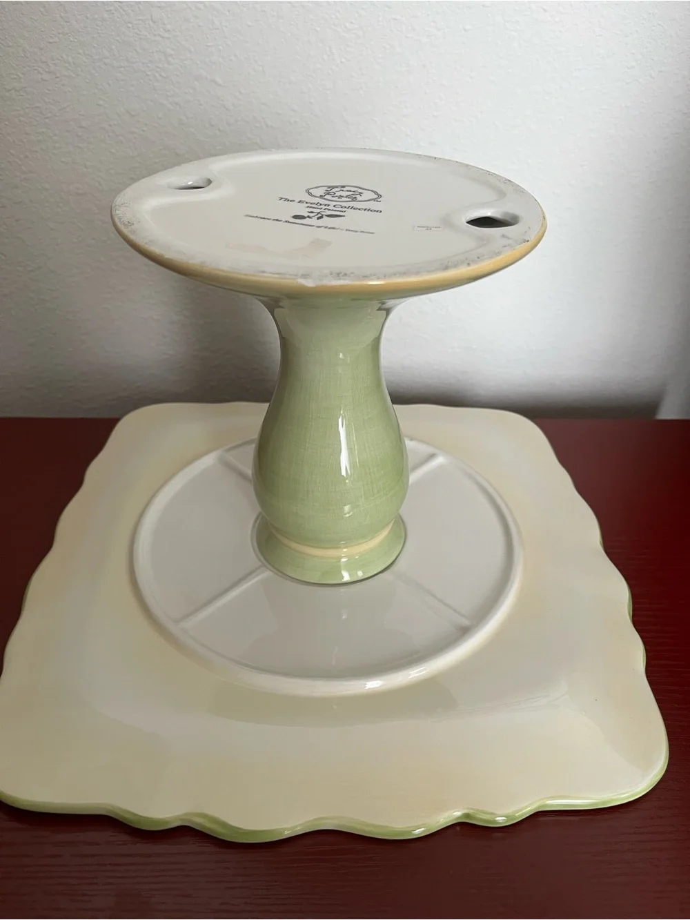 Tracy Porter Evelyn Collect Square Pedestal Cake Stand Hand Painted Raspberries
